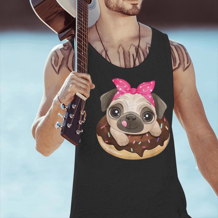 Cute Pug Shirt Donut Girls Dog Men Tank Top