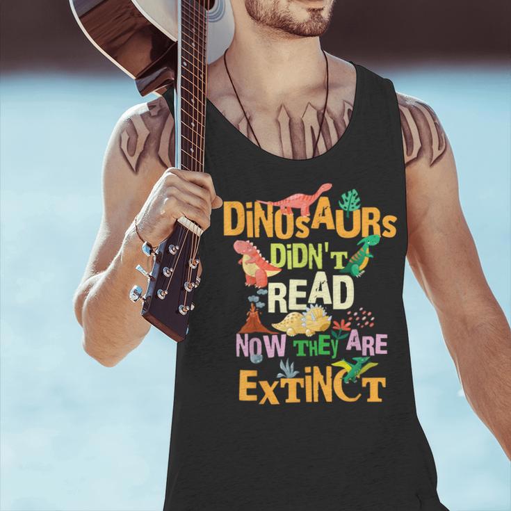 Dinosaurs Didn't Read Now They Are Extinct Reading Teacher Men Tank Top, gift for family, gift for coworker Dinosaurs Didn't Read Now They Are Extinct Reading Teacher Men Tank Top, gift for family, gift for coworker
