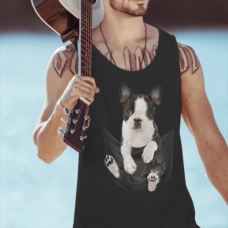 Dog Lovers Boston Terrier In Pocket Dog Face For Men Women Kids Men Tank Top