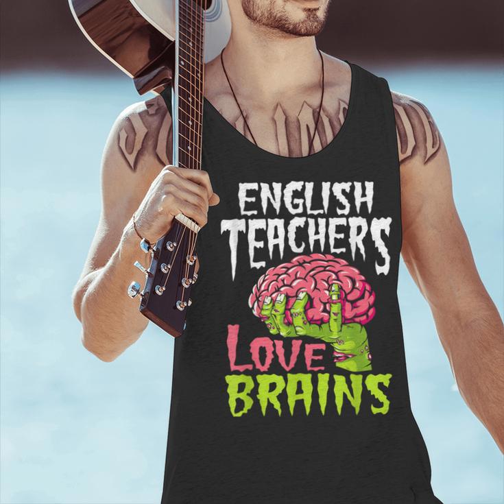 English Teachers Love Brains Zombie Teacher School Halloween Men Tank Top, English Teacher Tank Tops, gift for family, gift for coworker