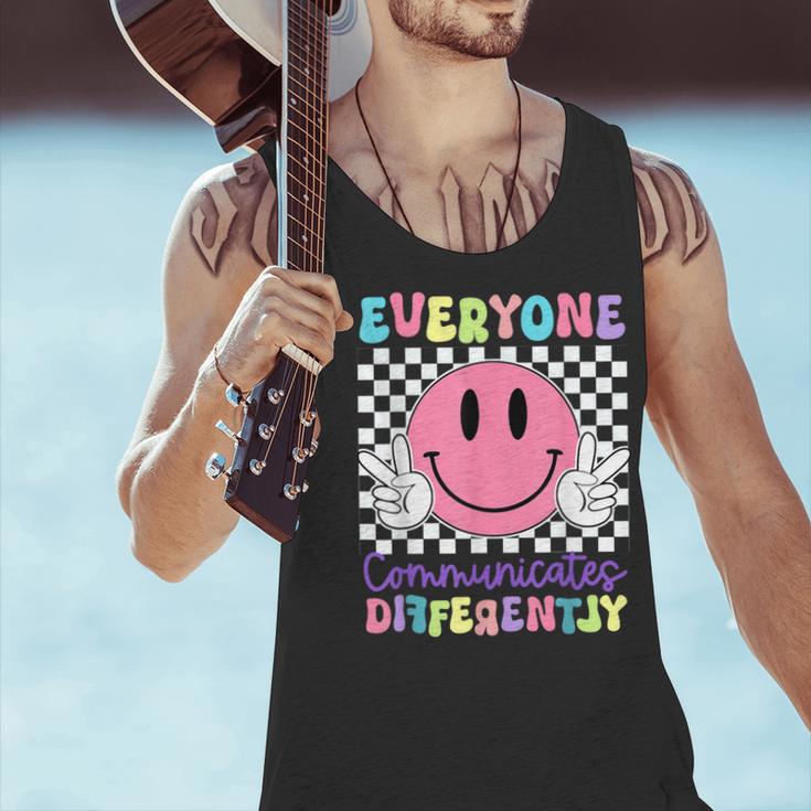 Everyone Communicates Differently Autism Awareness Teacher Men Tank Top, gift for family, gift for coworker Everyone Communicates Differently Autism Awareness Teacher Men Tank Top, gift for family, gift for coworker