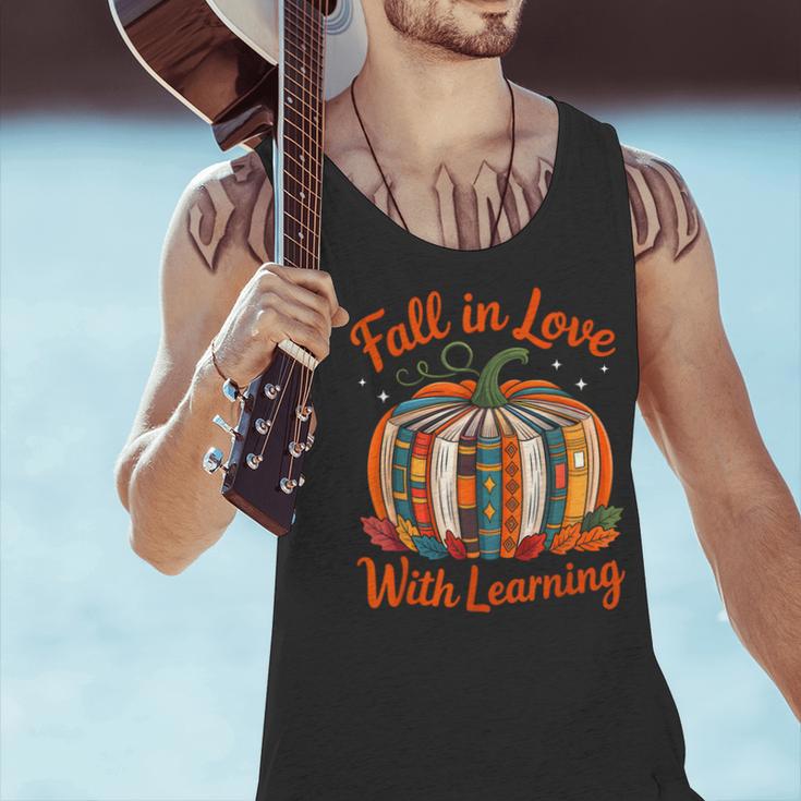 Fall In Love With Learning Book Lover Autumn Pumpkin Teacher Men Tank Top, gift for family, gift for coworker Fall In Love With Learning Book Lover Autumn Pumpkin Teacher Men Tank Top, gift for family, gift for coworker