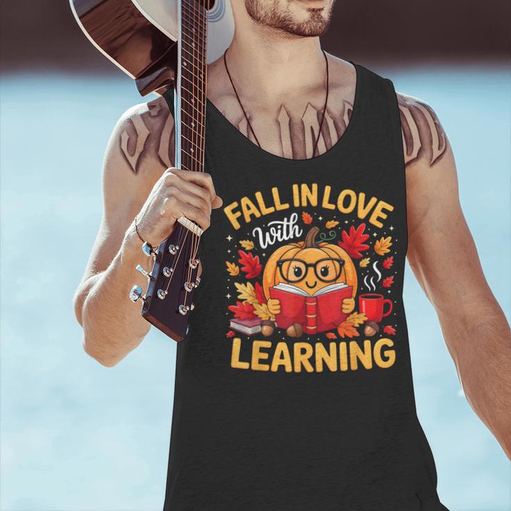 Fall In Love With Learning Pumpkin Thanksgiving Teacher Fall Men Tank Top, gift for family, gift for coworker Fall In Love With Learning Pumpkin Thanksgiving Teacher Fall Men Tank Top, gift for family, gift for coworker