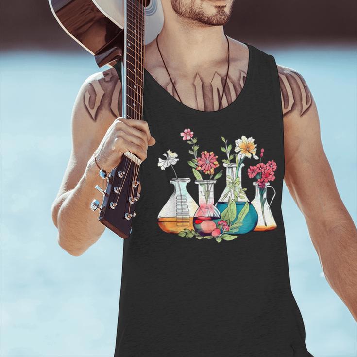 Floral Beakers Chemistry Lab Teacher Men Tank Top, gift for family, gift for coworker
