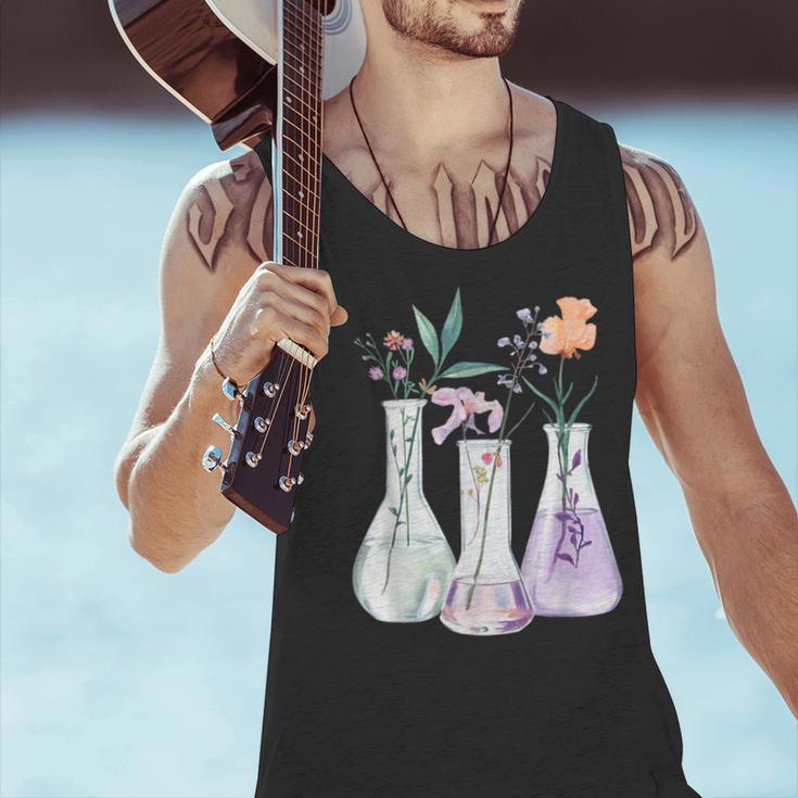 Flowers Test Tube Chemistry Student Science Teacher Women Men Tank Top, Science Teacher Tank Tops, gift for family, gift for coworker