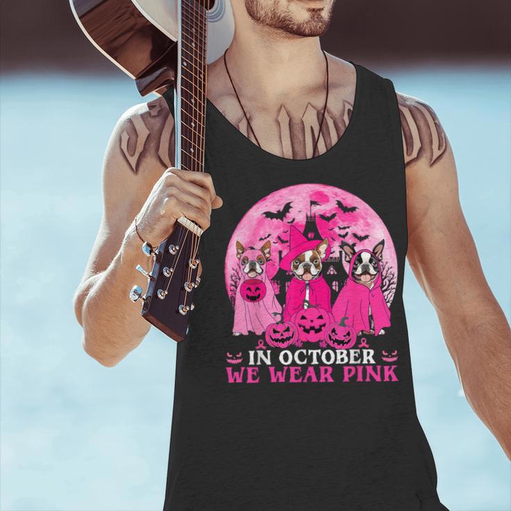 Ghost And Witch Boston Terrier Dog In October We Wear Pink Men Tank Top