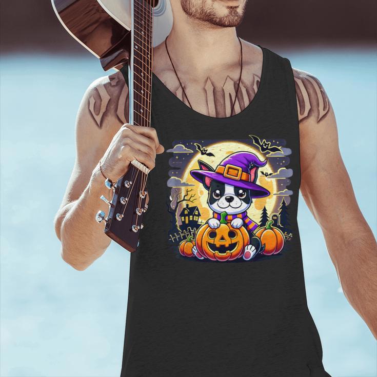 Halloween Boston Terrier Dog Breed With Jack O' Lantern Art Men Tank Top