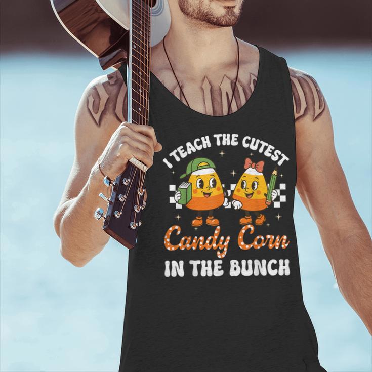 Halloween Teacher Cutest Candy Corn Groovy Spooky Teachers Men Tank Top, Groovy Teacher Tank Tops, gift for family, gift for coworker