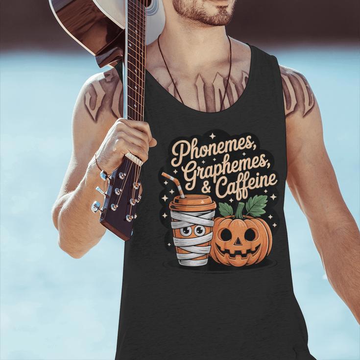 Halloween Teacher Phonemes Graphemes Caffeine Coffee Lover Men Tank Top, gift for family, gift for coworker Halloween Teacher Phonemes Graphemes Caffeine Coffee Lover Men Tank Top, gift for family, gift for coworker