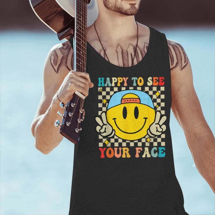 Happy To See Your Face Hippie Smile Back To School Teachers Men Tank Top, gift for family, gift for coworker Happy To See Your Face Hippie Smile Back To School Teachers Men Tank Top, gift for family, gift for coworker