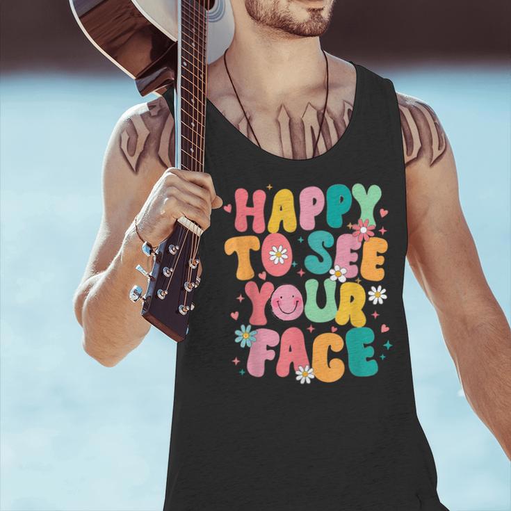Happy To See Your Face Teacher Disco Ball Back To School Men Tank Top, gift for family, gift for coworker