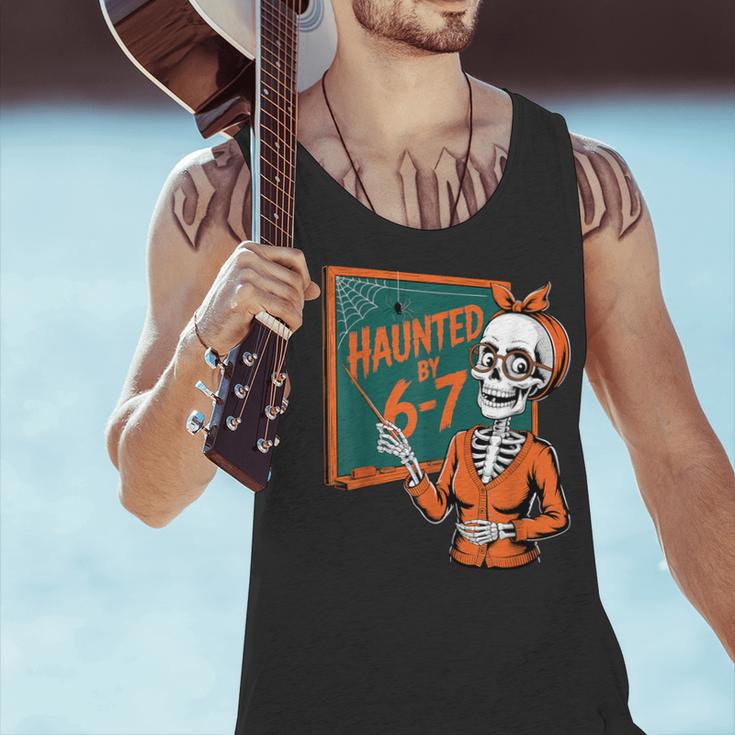 Haunted By 6-7 Six Seven 67 Math Teacher Halloween Skeleton Men Tank Top, gift for family, gift for coworker Haunted By 6-7 Six Seven 67 Math Teacher Halloween Skeleton Men Tank Top, gift for family, gift for coworker