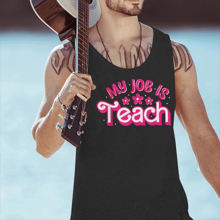 My Job Is Teach Pink Retro Female Teacher Life Women Men Tank Top, gift for family, gift for coworker