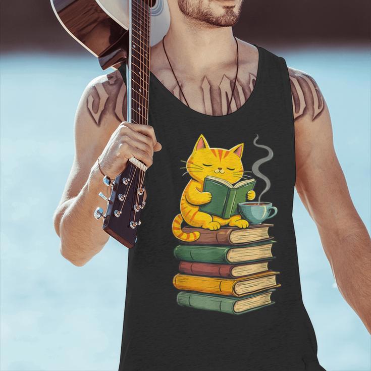 Kawaii Cats Lover Coffee Books Teacher Librarian Cat Men Tank Top, gift for family, gift for coworker Kawaii Cats Lover Coffee Books Teacher Librarian Cat Men Tank Top, gift for family, gift for coworker