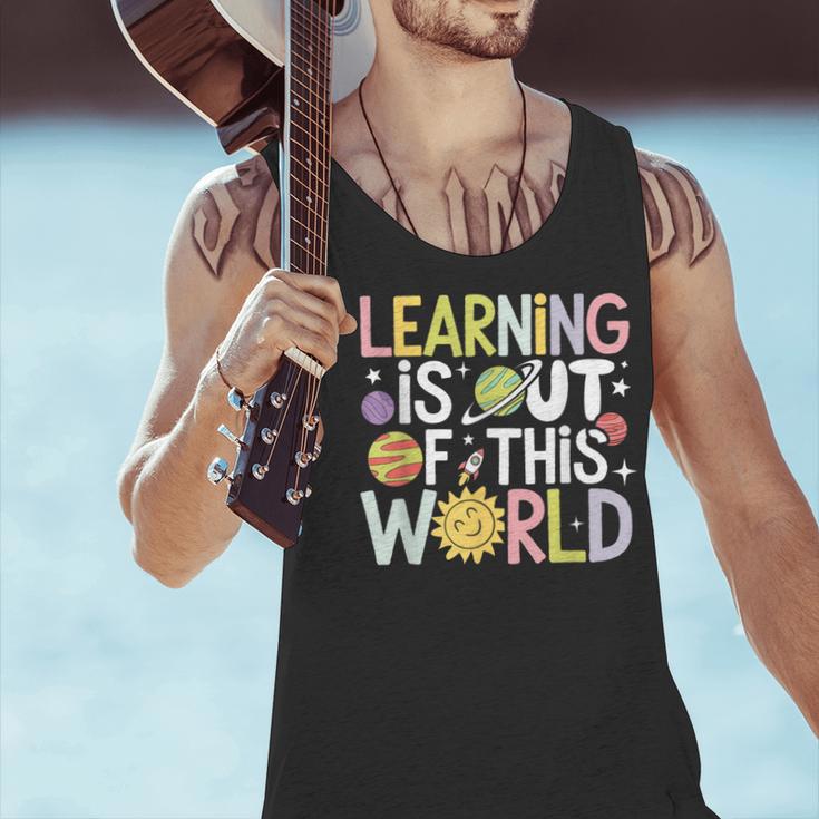 Learning Is Out Of This World Space Teacher Cute Groovy Men Tank Top, Groovy Teacher Tank Tops, gift for family, gift for coworker Learning Is Out Of This World Space Teacher Cute Groovy Men Tank Top, Groovy Teacher Tank Tops, gift for family, gift for coworker