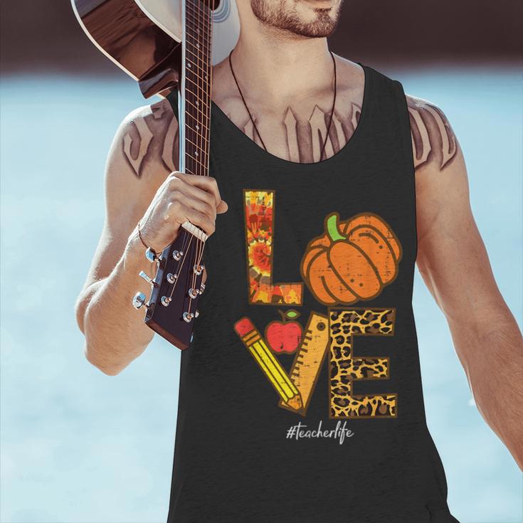 Leopard Pumpkin Love Teacher Life Thanksgiving Fall Women Men Tank Top, gift for family, gift for coworker