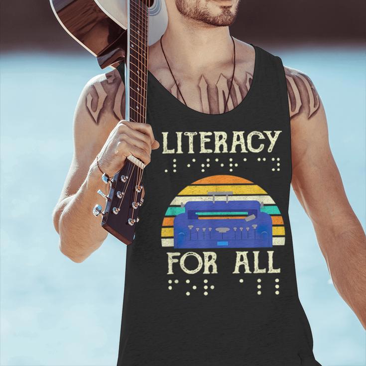 Literacy For All Visually Impaired Braille Teacher The Blind Men Tank Top, gift for family, gift for coworker Literacy For All Visually Impaired Braille Teacher The Blind Men Tank Top, gift for family, gift for coworker