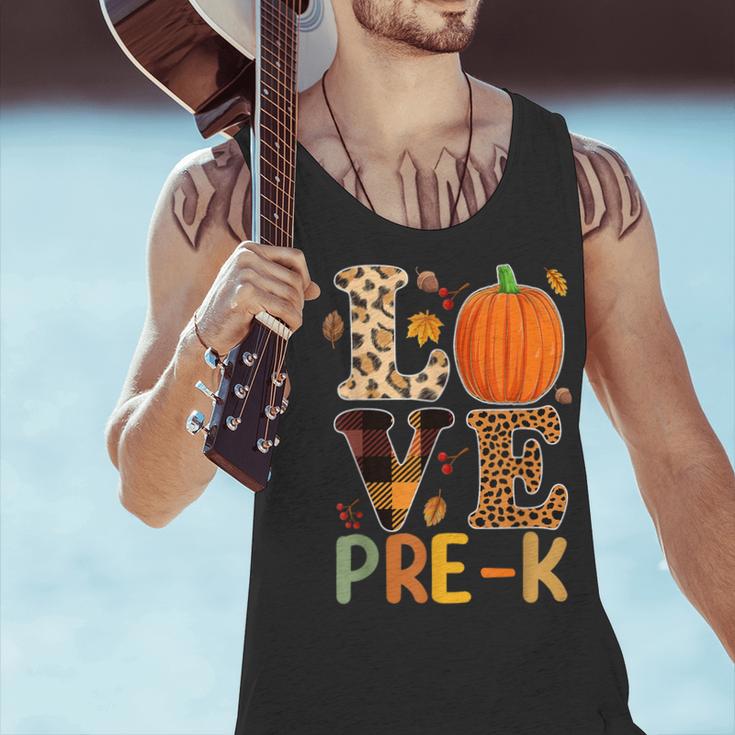 Love Pre-k Teacher Shirts Autumn Fall Pumpkin Fall Leopard Men Tank Top, gift for family, gift for coworker