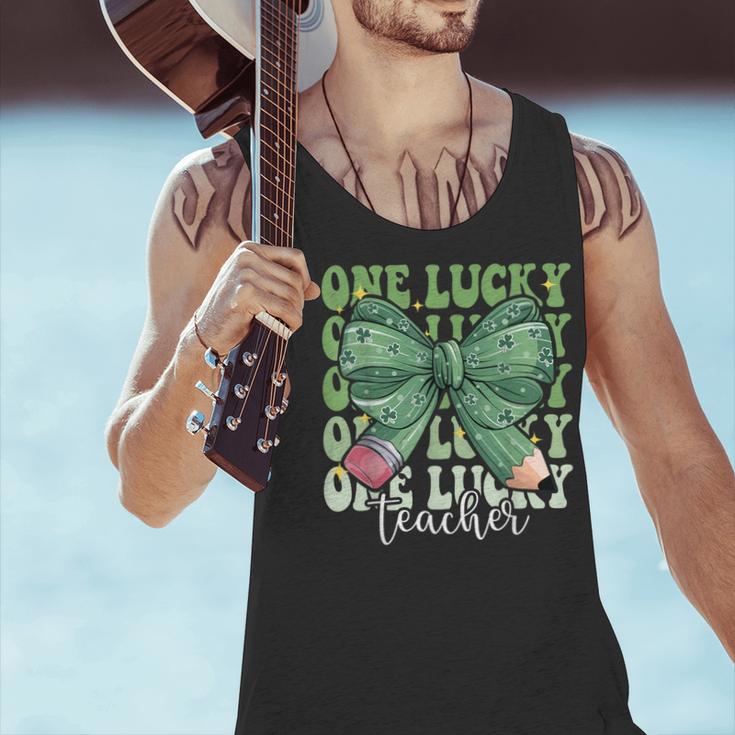 One Lucky Teacher Coquette Bow St Patricks Day Teacher Men Tank Top, gift for family, gift for coworker One Lucky Teacher Coquette Bow St Patricks Day Teacher Men Tank Top, gift for family, gift for coworker