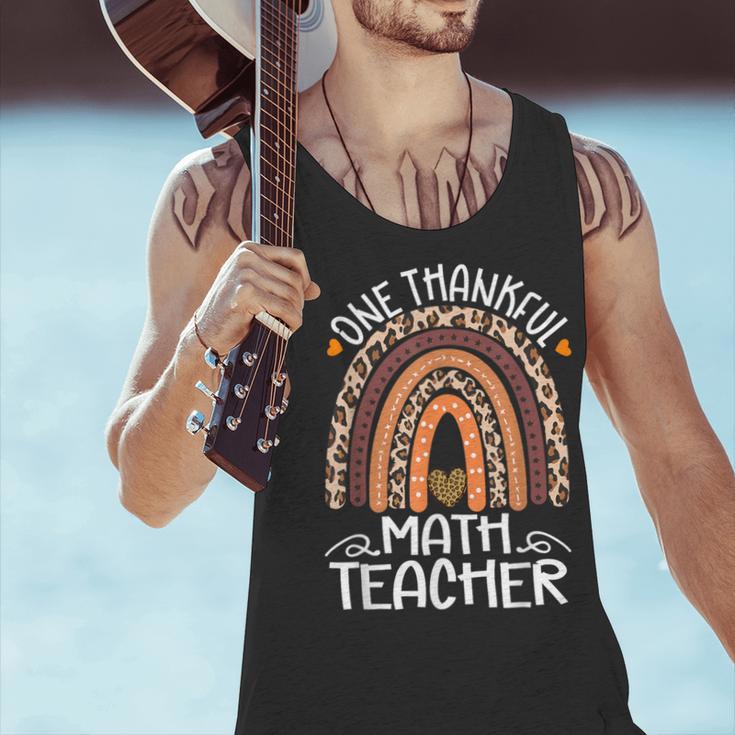One Thankful Math Teacher Leopard Rainbow Thanksgiving Men Tank Top, gift for family, gift for coworker