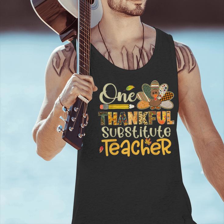 One Thankful Substitute Teacher Turkey Leopard Thanksgiving For Men Women Men Tank Top, gift for family, gift for coworker