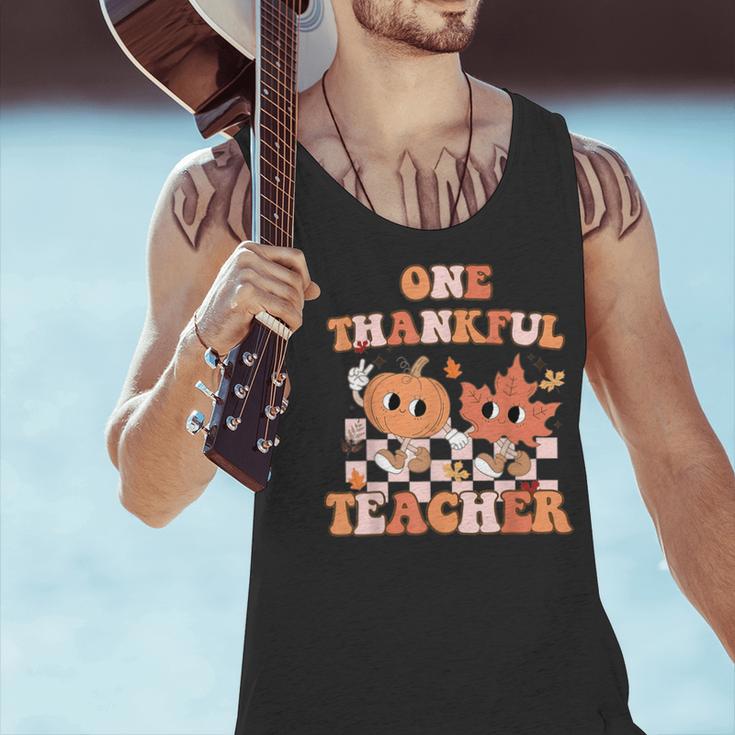 One Thankful Teacher Fall Leaves Thanksgiving Retro Men Tank Top, gift for family, gift for coworker