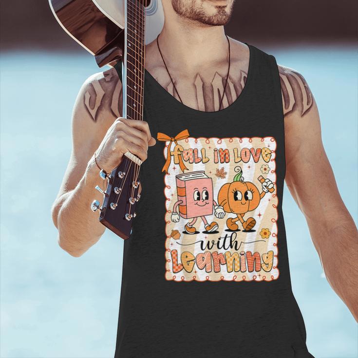 Pumpkin Teacher Preppy Fall In Love With Learning Autumn Men Tank Top, gift for family, gift for coworker