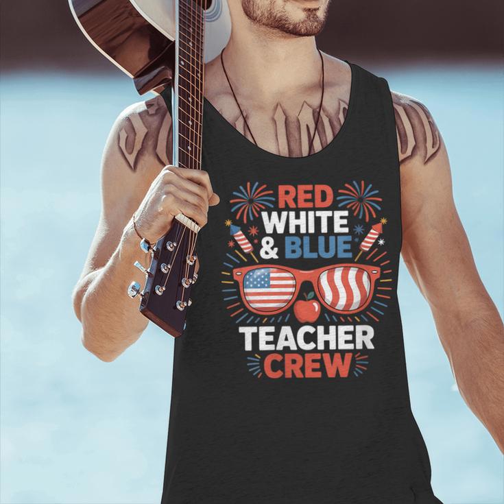 Red & Blue Teacher Crew Shirt 4th Of July Sunglasses Men Tank Top, gift for family, gift for coworker
