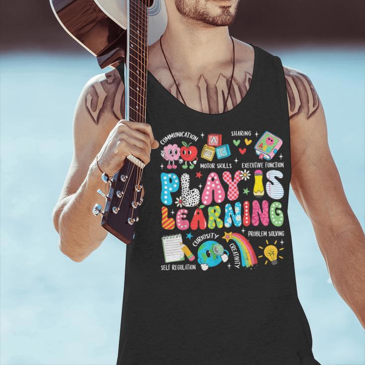 Retro Play Is Learning Kindergarten Teacher Team Women Men Tank Top, gift for family, gift for coworker