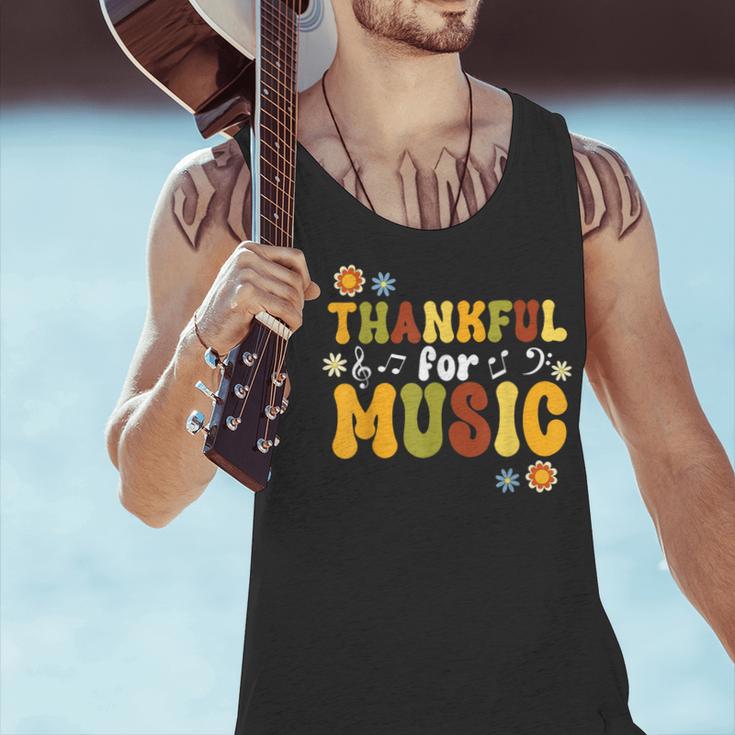 Retro Thankful For Music Floral Music Teacher Thanksgiving Men Women Men Tank Top, gift for family, gift for coworker