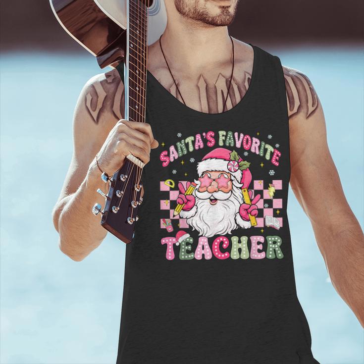 Santa's Favorite Teacher Groovy Christmas Teacher Boys Girls Men Tank Top, Groovy Teacher Tank Tops, gift for family, gift for coworker Santa's Favorite Teacher Groovy Christmas Teacher Boys Girls Men Tank Top, Groovy Teacher Tank Tops, gift for family, gift for coworker