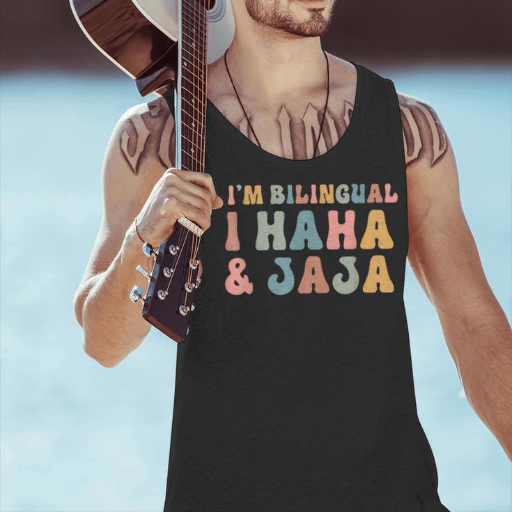 Spanish Teacher Groovy I'm Bilingual I Haha And Jaja Men Tank Top, Groovy Teacher Tank Tops, gift for family, gift for coworker