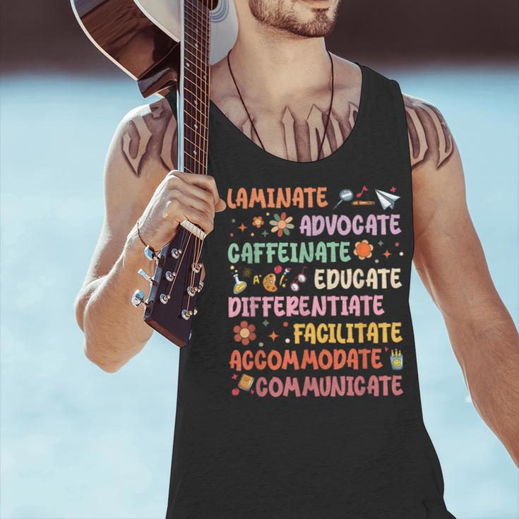 SPED Caffeinate Advocate Laminate Educate Teacher Facilitate For Men Women Men Tank Top, gift for family, gift for coworker SPED Caffeinate Advocate Laminate Educate Teacher Facilitate For Men Women Men Tank Top, gift for family, gift for coworker