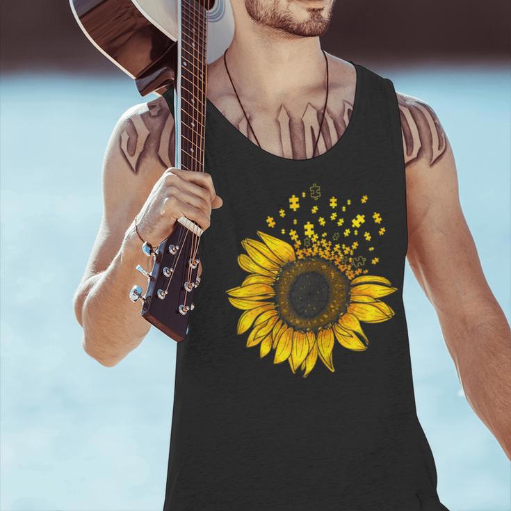 Sunflower Puzzle Pieces Autism Awareness For Mom Teacher For Women Men Tank Top, gift for family, gift for coworker