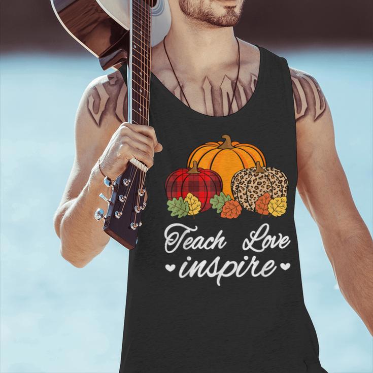 Teach Love Inspire Autumn Fall Plaid Leopard Pumpkin Teacher For Men Women Kids Men Tank Top, gift for family, gift for coworker