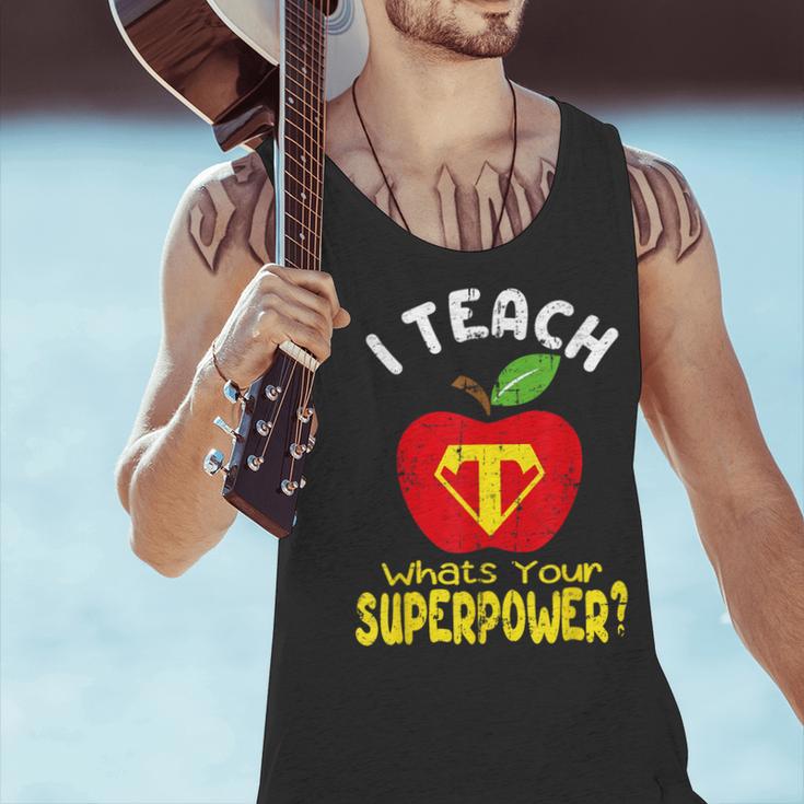 I Teach What's Your Superpower Superhero Teacher Men Tank Top, gift for family, gift for coworker I Teach What's Your Superpower Superhero Teacher Men Tank Top, gift for family, gift for coworker