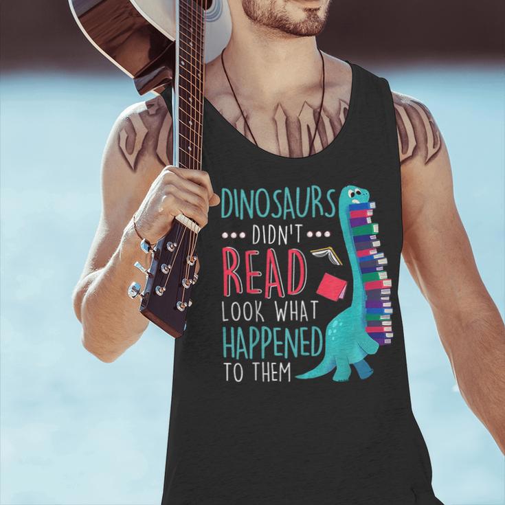 Teacher Dinosaurs Didnt Read Look What Happened Book Reading Men Tank Top, gift for family, gift for coworker Teacher Dinosaurs Didnt Read Look What Happened Book Reading Men Tank Top, gift for family, gift for coworker