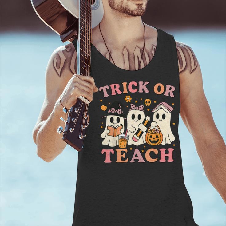 Teacher Halloween Trick Or Teach Cute Ghost Coffee Pumpkins Men Tank Top, gift for family, gift for coworker