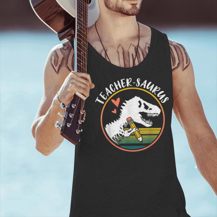 Teacher-Saurus Dinosaur Teacher Design T-Rex Design Men Tank Top, gift for family, gift for coworker