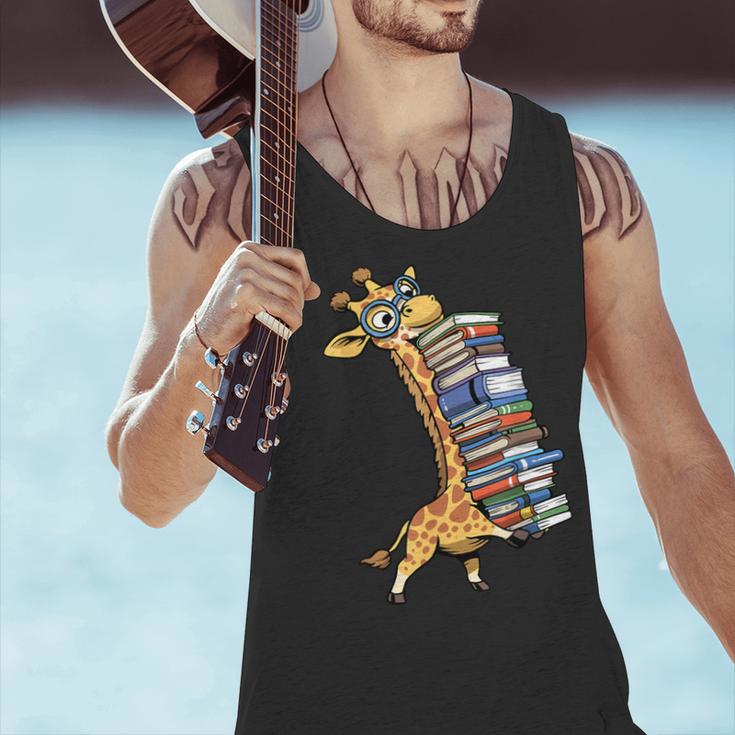 Teacher Shirt Giraffe Holding Books Bookworm Librarian Men Tank Top, gift for family, gift for coworker