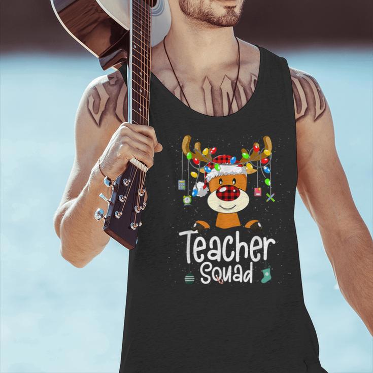Teacher Squad Red Plaid Rudolph Reindeer Christmas Men Tank Top, gift for family, gift for coworker