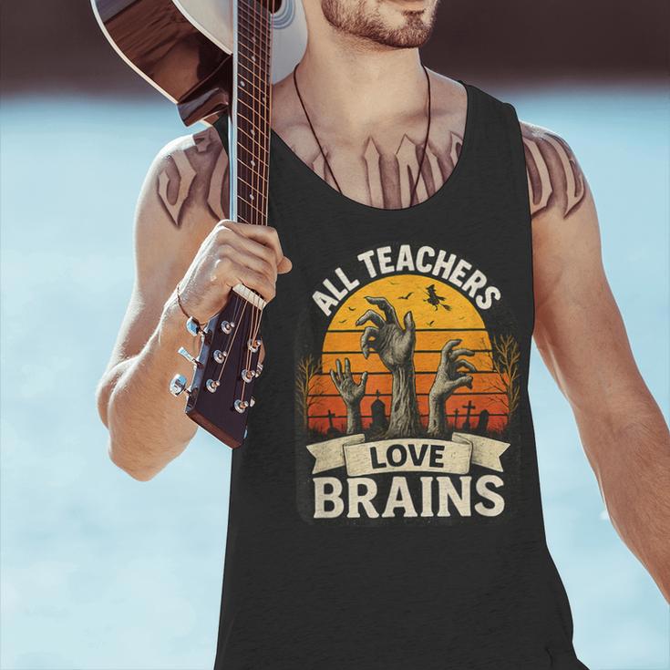 Teacher All Teachers Love Brains Halloween Men Tank Top, gift for family, gift for coworker