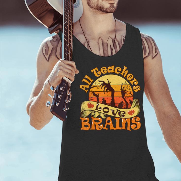 Teacher All Teachers Love Brains Halloween Party Men Tank Top, gift for family, gift for coworker