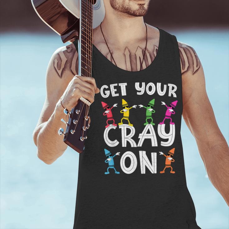 Teacher's Get Your Cray On Dabbing Crayons Men Tank Top, gift for family, gift for coworker