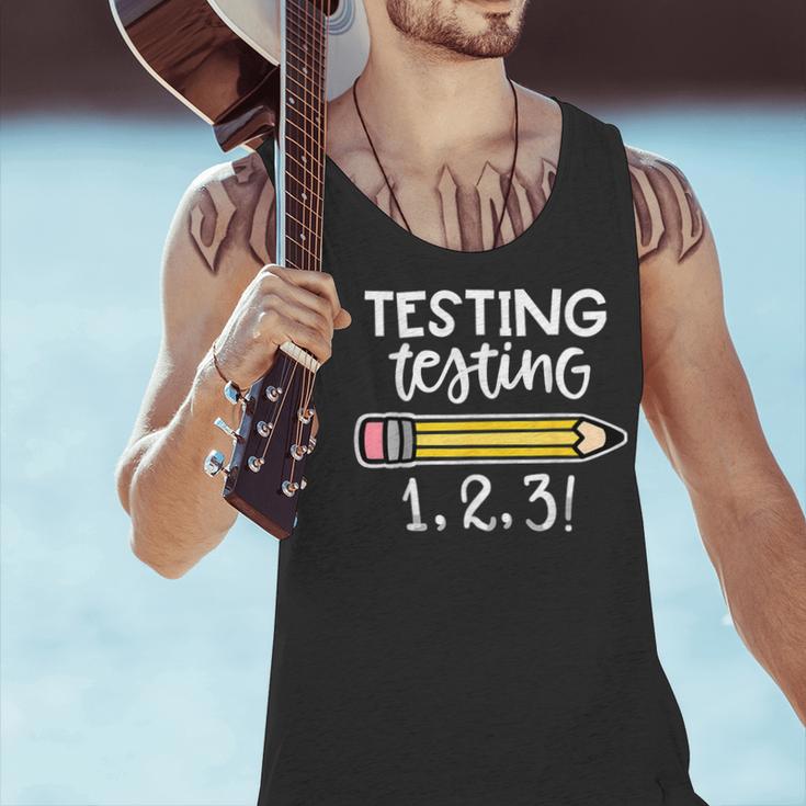 Testing Testing 123 Cute Test Day School Teacher Exam For Men Women Girls Kids Men Tank Top, gift for family, gift for coworker Testing Testing 123 Cute Test Day School Teacher Exam For Men Women Girls Kids Men Tank Top, gift for family, gift for coworker