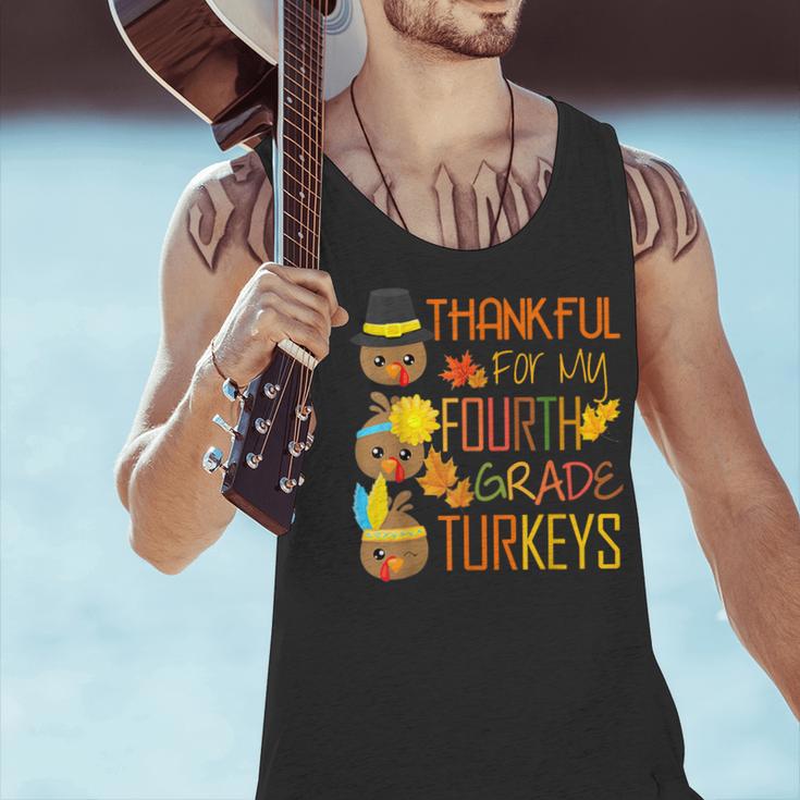 Thankful For My 4th Grade Turkey Thanksgiving Turkey Teacher Men Tank Top, 4th Grade Teacher Tank Tops, gift for family, gift for coworker