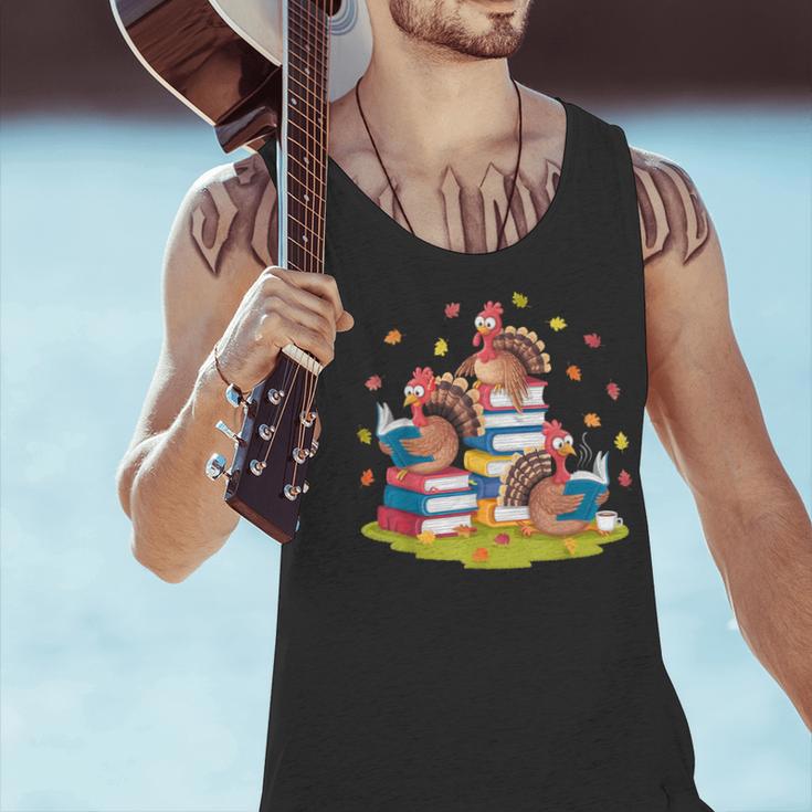 Turkey Reading Books Fall Season Thanksgiving Teacher Book Men Tank Top, gift for family, gift for coworker Turkey Reading Books Fall Season Thanksgiving Teacher Book Men Tank Top, gift for family, gift for coworker