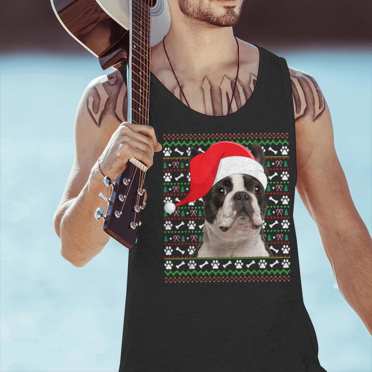 Ugly Xmas Sweater Santa Boston Terrier Dog Christmas For Men Women Kids Men Tank Top