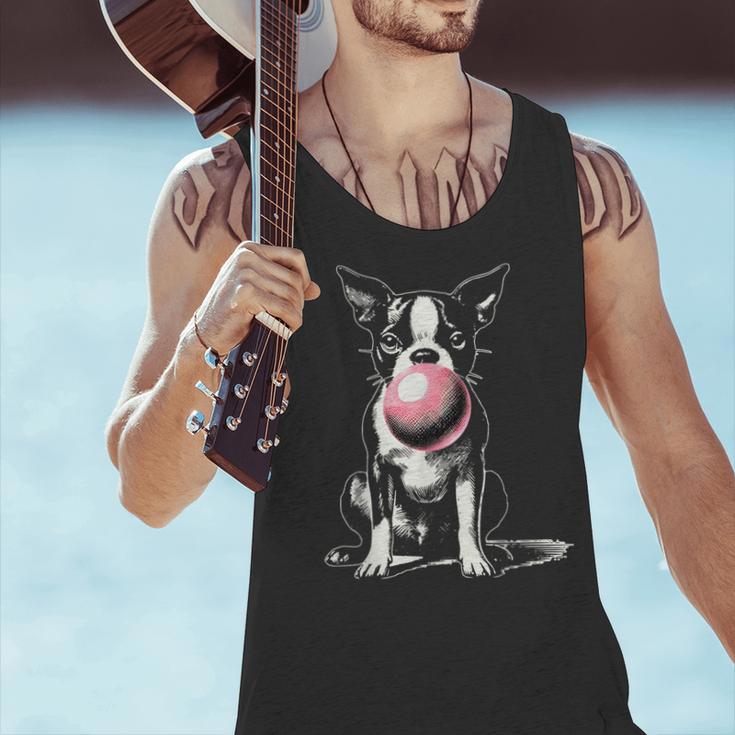 Vintage Boston Terrier Blowing Bubble Gum American Gentleman Men Tank Top