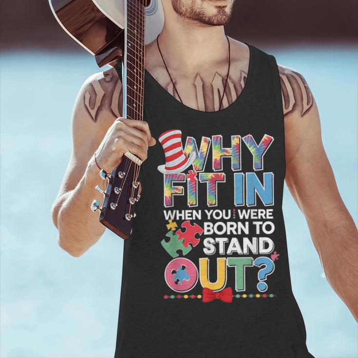 Why Fit In Doctor Teacher Cat In Hat Cool Autism Awareness Men Women Kids Men Tank Top, gift for family, gift for coworker